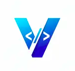 A logo featuring the vSourceCode name in a modern font with a stylized icon of a code snippet